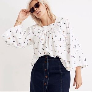 Madewell Purple Floral Peasant blouse size XS